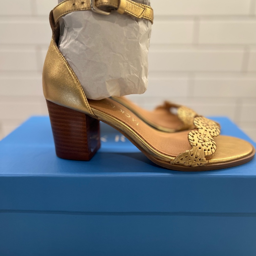 Jack Rogers Metallic Gold Heels- worn once for photo! - Picture 5 of 9